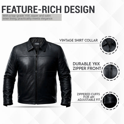 Buy Alpha Black Leather Motorcycle Jacket with Armor for Men – 4 Season Riding Jacket for Safety, Style, Comfort & All-Weather Performance
